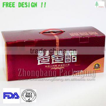 e flute corrugated carton box with handle,cardboard juice box