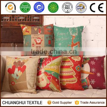 new arrival printed Christmas element cotton linen cushion cover wholesale
