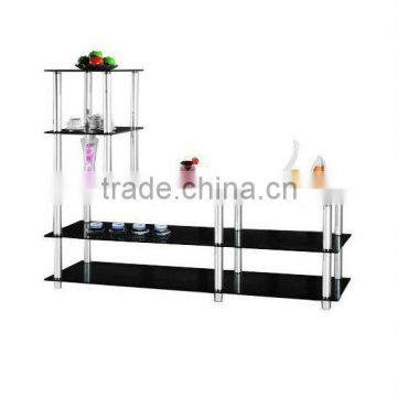 New Large Black Glass & Stainless Steel Display Stand