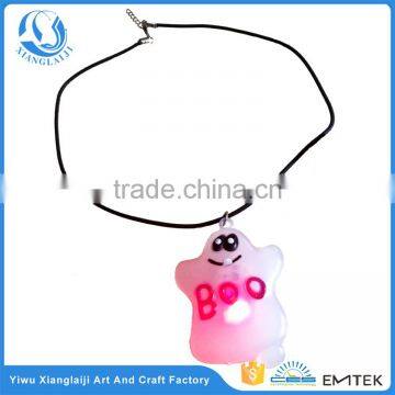 halloween led flashing ghost head necklace