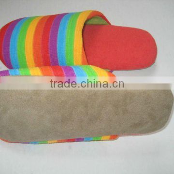 High quality with best price Women colour stripe terry cloth craft slipper