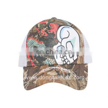 Camo Printed Trucker caps material 100% polyester