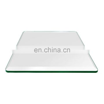Square Tempered Glass Table Top With Beveled Polished Edge & Round Corner Clear Glass Table Top