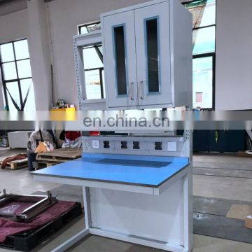 Lab furniture steel work bench chemical resistant table workbench with cabinets