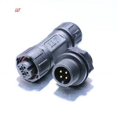 ip68 waterproof panel M12 connector 4pin plastic electrical wire 2 3 4 5 6 7 8 2+2pin lighting connector