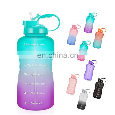 64oz Anti slip time marker leak proof sport plastic tritan wide mouth durable fitness bottle with customized logo
