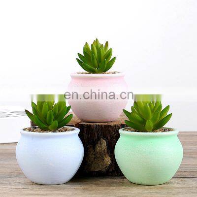 Cute Round Flowerpot With Artificial Flowers,Green Plants,Home Decoration Pottery Flower Pots Planters Potting Pots