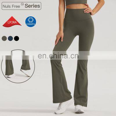 High Waist Flared Leggings Four Way Stretch Wholesale Wide Leg Fitness Yoga Tight Pants