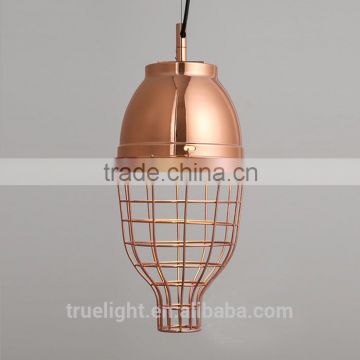 shiny copper hanging lamp with iron line cage china supplier