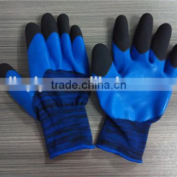 13 gauge 60g foam black/blue rubber coated blue/black nylon work glove