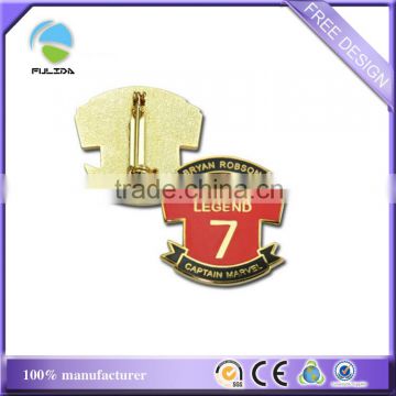 custom hard enamel gold T shirt souvenir sports metal safety pin badge