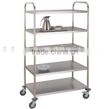 Five 5 Tier Service Trolley, Stainless Steel Assembled/Knock-Down Serving Cart, Dining Cart, Round Tube(KTR-05)