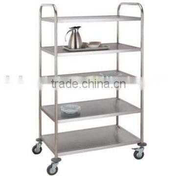 Five 5 Tier Service Trolley, Stainless Steel Assembled/Knock-Down Serving Cart, Dining Cart, Round Tube(KTR-05)