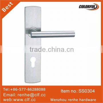 Hollow Stainless steel lever handle on plate, stainless steel door handle with plate,Inox door handle