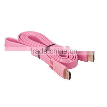 High Speed 3D 1.4v 4K Flat HDMI Cable With Gold Plated