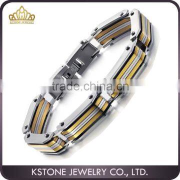 KSTONE 2015 Fashion Stainless Steel Inlay Gold Men's Cool Bracelets