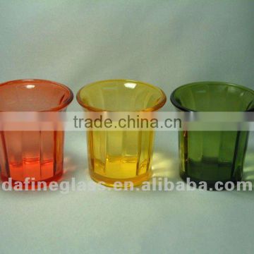 High Quality wide mouth color painted glass Candle Holder/candle cup