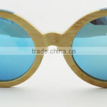2016 Bicycle shape Bamboo sunglasses with Ice blue lens Wholesale