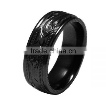 Black titanium black Zirconium Men's Wedding Band Ring