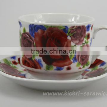 220ml Floral Design Logo Brand Customized Tea Cups And Mugs Sets Ceramic Porcelain Fine Bone China, Teacup Ceramic