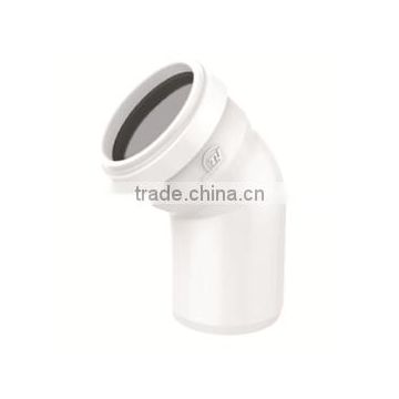 HIGH QUANLITY 45 DEG ELBOW WITH SOCKET OF PVC GB STANDARD EXPANDING FITTINGS FOR DRAINAGE WITH GASKET
