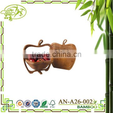 Bamboo Folding Apple Basket - Expandle Basket That Collapses And Stores Flat - Solid Build And Beautiful Wooden Construction