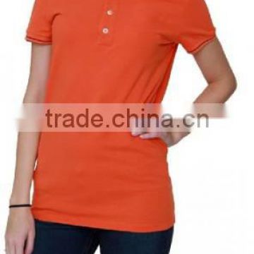 orange women's polo polyester& cotton fabric custom printing logo