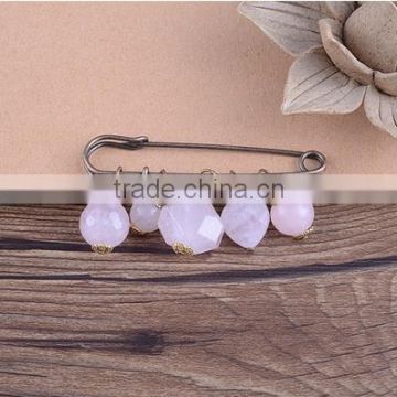 diy mix shape rose quartz charms brooch handmade lucky rose quartz charms safety pins for couple love 2017