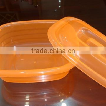 Popular plastic food storage container, rectangular basin with cover