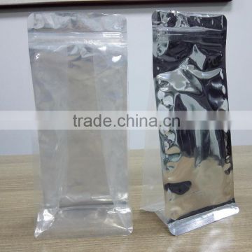 Flat bottom side gusset bag for dog snack packaging/ laminated material pet food flat bottom bag with clear window