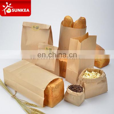 Custom brown kraft paper bakery bread packaging bags