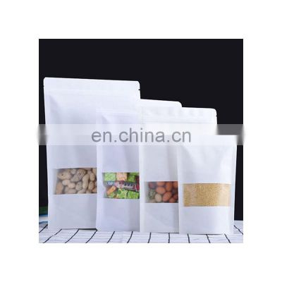 Sale Of Stand Up Pouch Dried White Kraft Paper Packaging Bag With Window Kraft Paper Pouch For Food