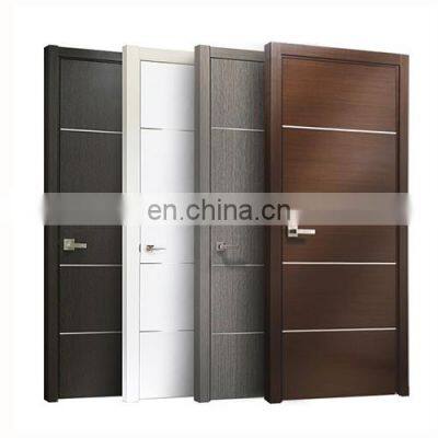 Room solid flush bedroom apartment prehung black aluminum strip decoration style wooden interior modern door color design