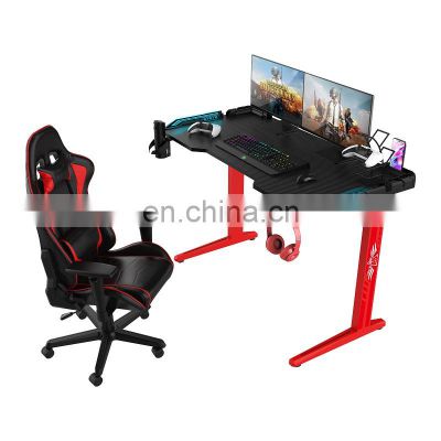 Wholesale Gaming Pc Desk Computer Racing Table With RGB Led Lights Gaming Table For Silla De Escritorio Gamer