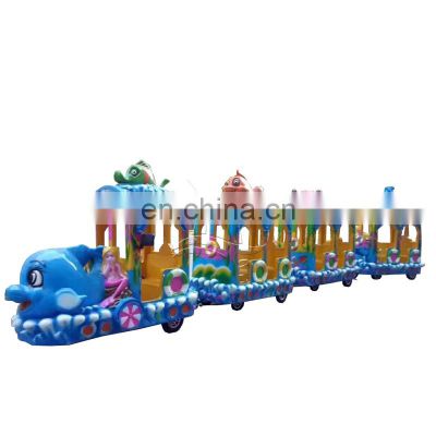 Theme park childrens train electric 16/20 passenger train mini ocean teackless train ride