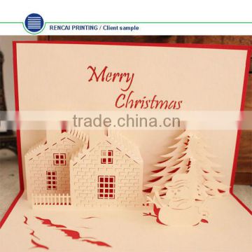 2014 Fashion design Merry Christmas 3D Greeting paper card china wholesale