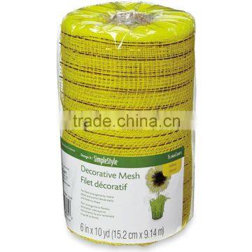 Decorative Mesh, 6-Inch by 10-Yard Length, Yellow with Mettalic Strands