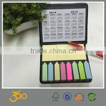 custom calendar printing notepad, cute mini pu cover arrow sticky note