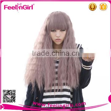 Taro Afro Curly Loose Wave Chic Neat Bang Cosplay Wig