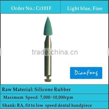 mini bullet shape RA shank blue color fine grit silicone rubber dental tooth polisher