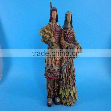 Farmer couple resin statue craft for harvest blessing