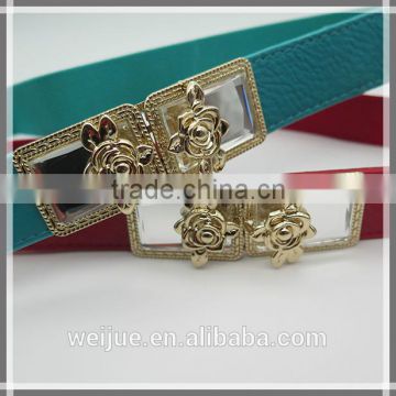 Elastic belt with alloy flowers and glasses