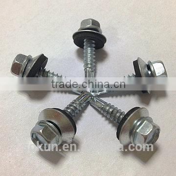 Galvanized self drilling screw with washer