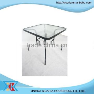 temper galss table with steel frame