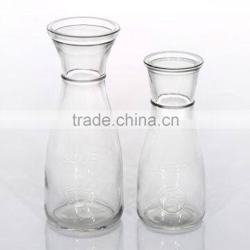 Hot Sale Fashion Design Embossed Pattern Lovely Clear Glass Milk Bottle