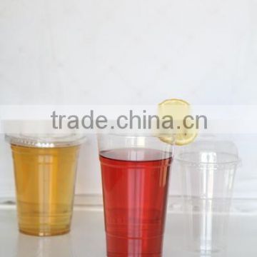 12oz Disposable Beverage Cups Pet Plastic Cups With Dome Lids Transparent
