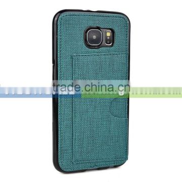 High quality thin TPU case with pu card slots for samsung s6