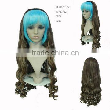 Mixed color deep wave wigs long