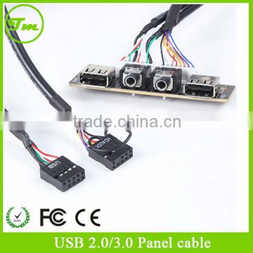 USB2.0*2 Panel mounted cable adding two audio AV PCB7420 port for PC