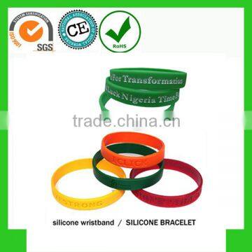 customized logo silicone bracelet with embossed/ debossed color